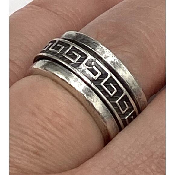 925 Sterling Silver Ring Spinner Greek Key Design Women’s 5.5 Artisan 9.08g - Picture 5 of 13